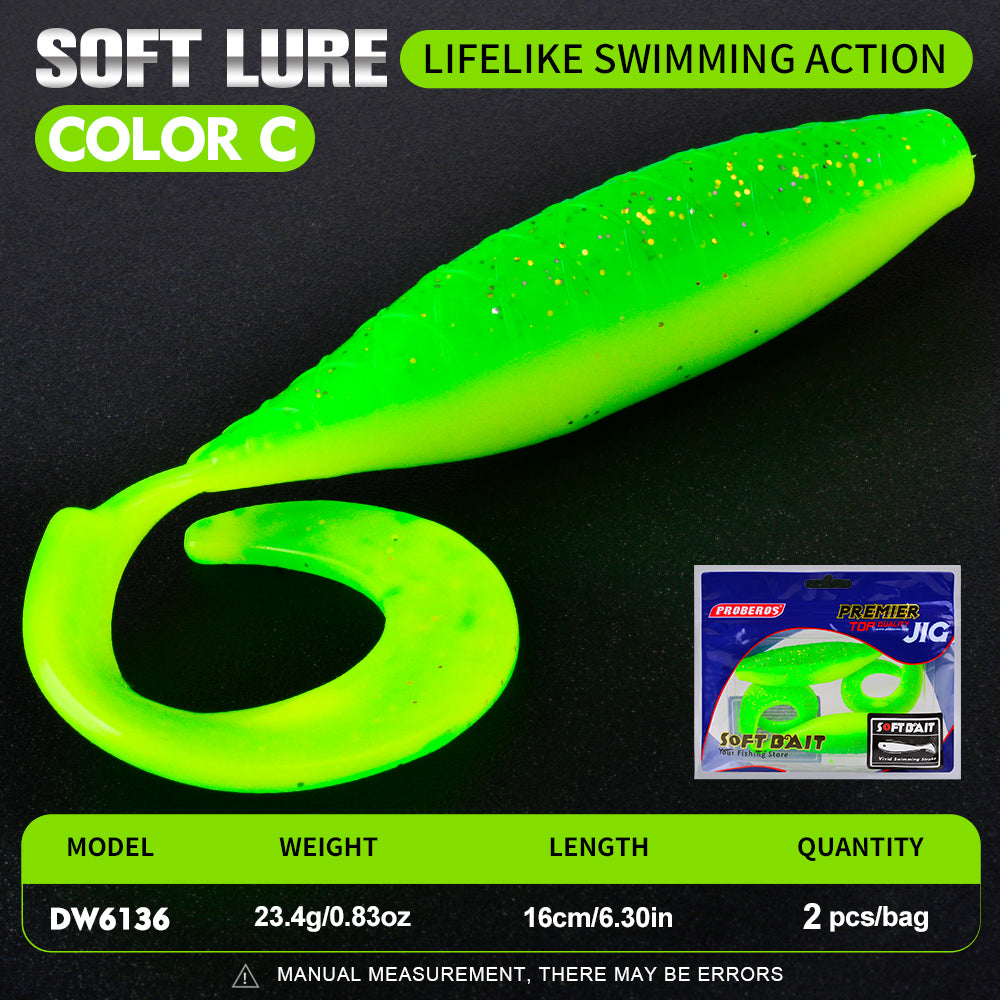 Proberos DW6136 curly tail soft grub lure color C 16cm 23.4g