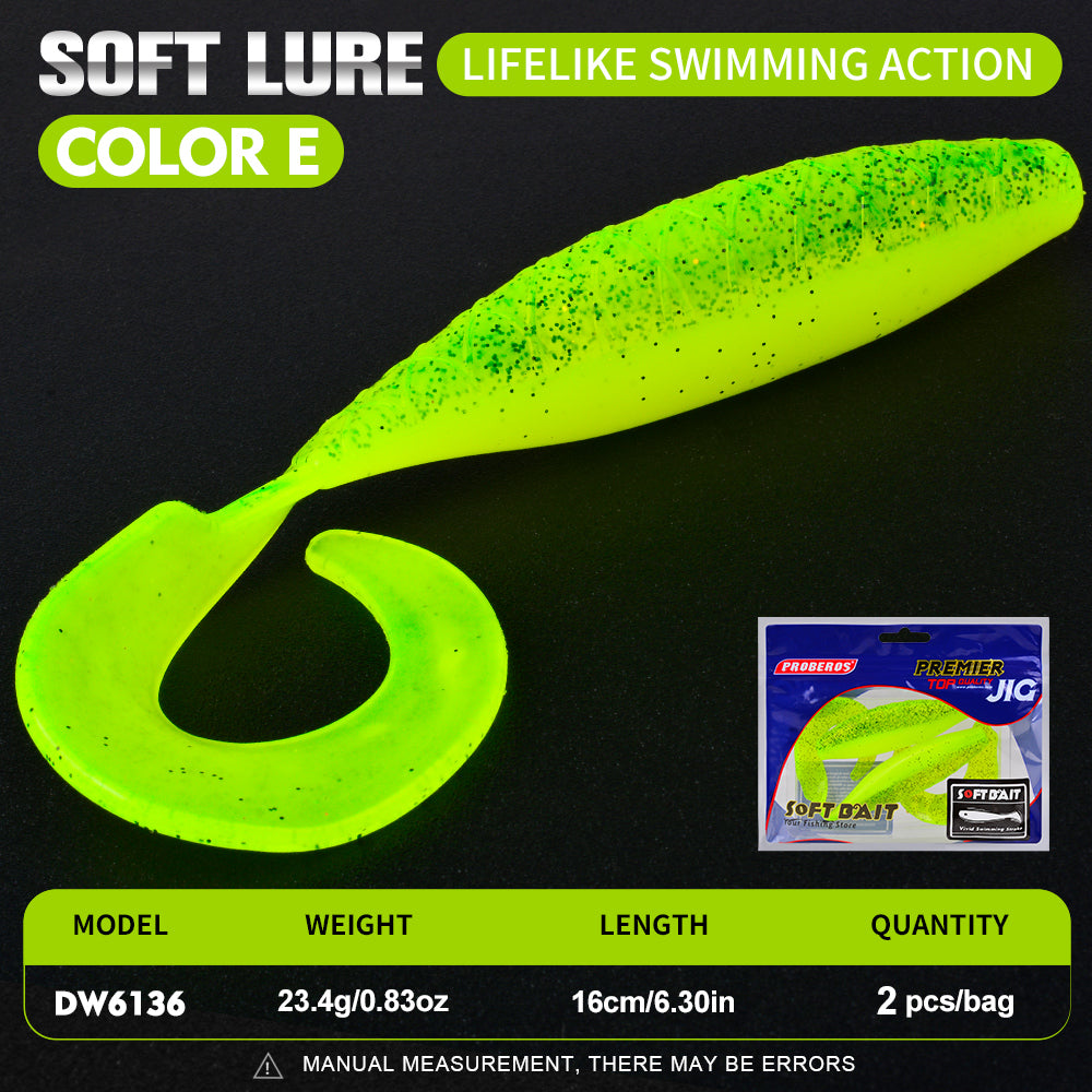 Proberos DW6136 curly tail soft grub lure color E 16cm 23.4g
