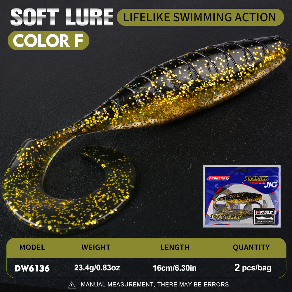 Proberos DW6136 curly tail soft grub lure color F 16cm 23.4g