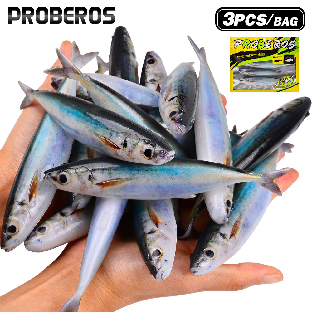 PROBEROS DW6137 Realistic Sardine Soft Bait Swimbait Lure 3PCS Bag