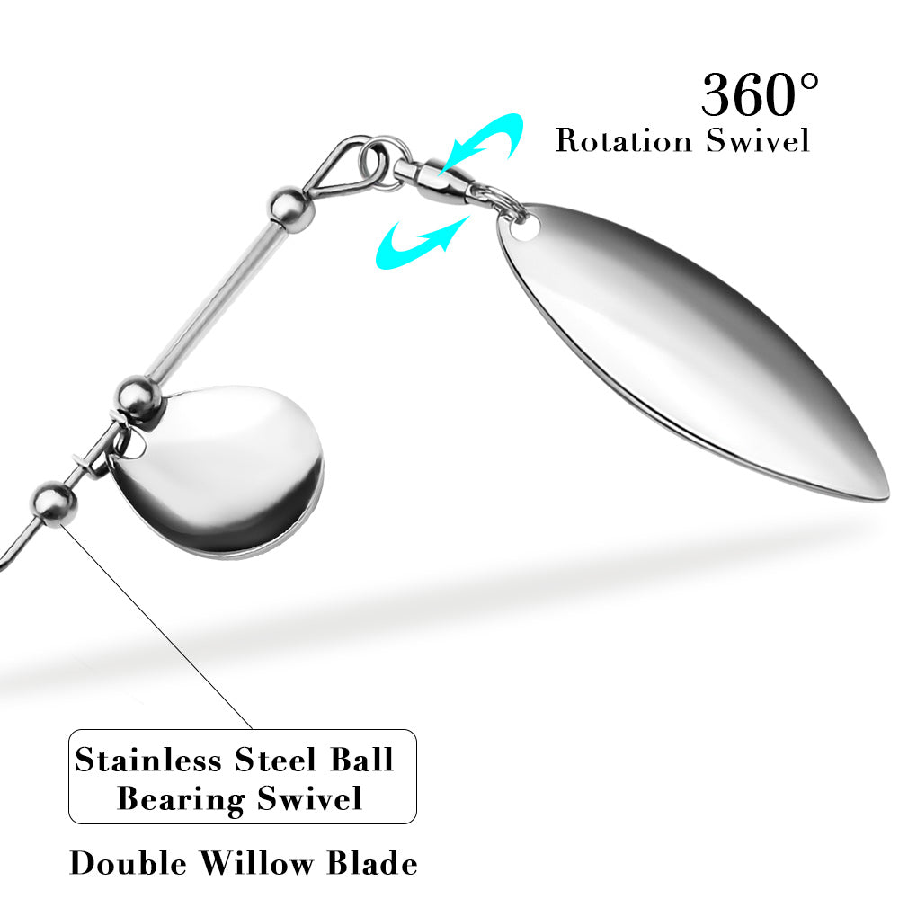 Proberos DW615 spinnerbait dual blades 3D realistic eye and sharp steel hook detail