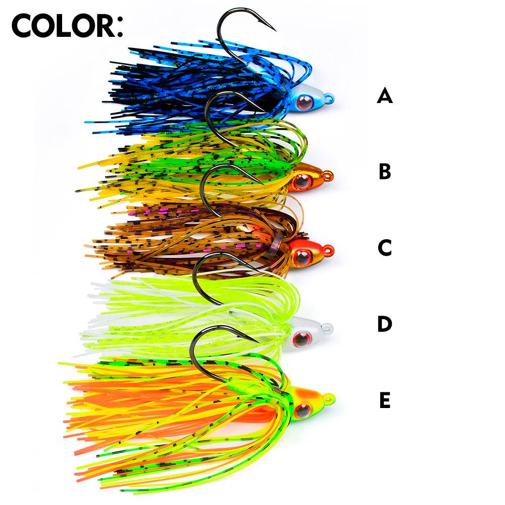 All 5 color options (A to E) for PROBEROS DW634 silicone skirt spinnerbait lures
