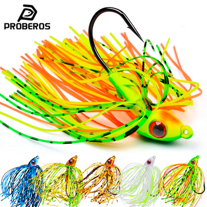 PROBEROS DW634 weedless spinnerbait lure with vibrant silicone skirt and 3D eye for bass fishing