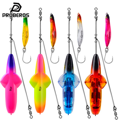 PROBEROS DW642 spinner bait rig fishing lure with stainless steel wire and soft bait trailer for bass fishing