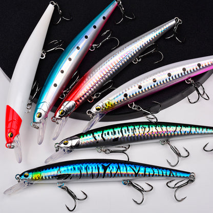 Lifelike mackerel scale pattern finish and 3D realistic eyes on PROBEROS DW647 suspending bait body
