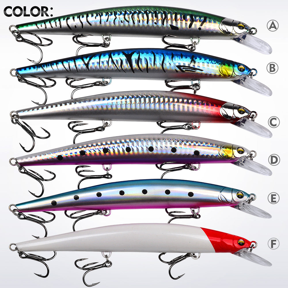 Six realistic mackerel pattern color options A B C D E F for PROBEROS DW647 minnow fishing bait