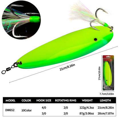 Size 87g 20cm and 122g 21cm specifications chart for PROBEROS DW652