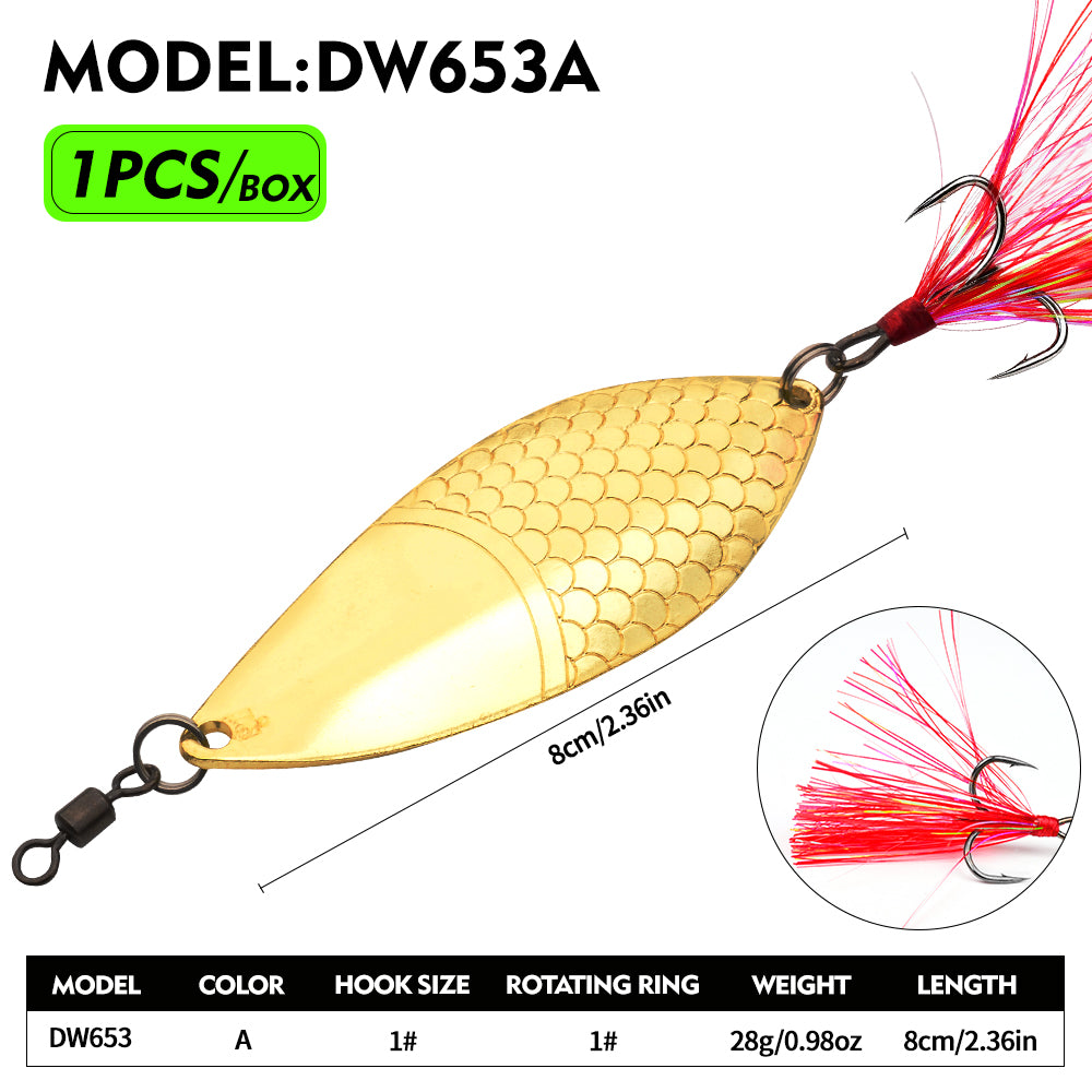 Proberos DW653 metal spoon lure Color A tiger stripe pattern