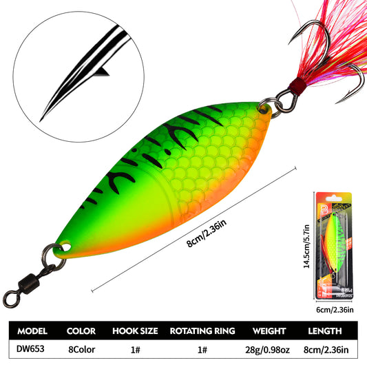 Proberos DW653 spoon fishing bait dimensions 28g 8cm with 1# hook