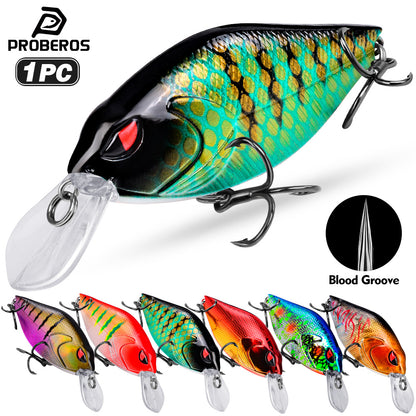 PROBEROS DW654 14.9g 8.3cm shallow diving crankbait lure with blood groove treble hooks and 3D red eyes
