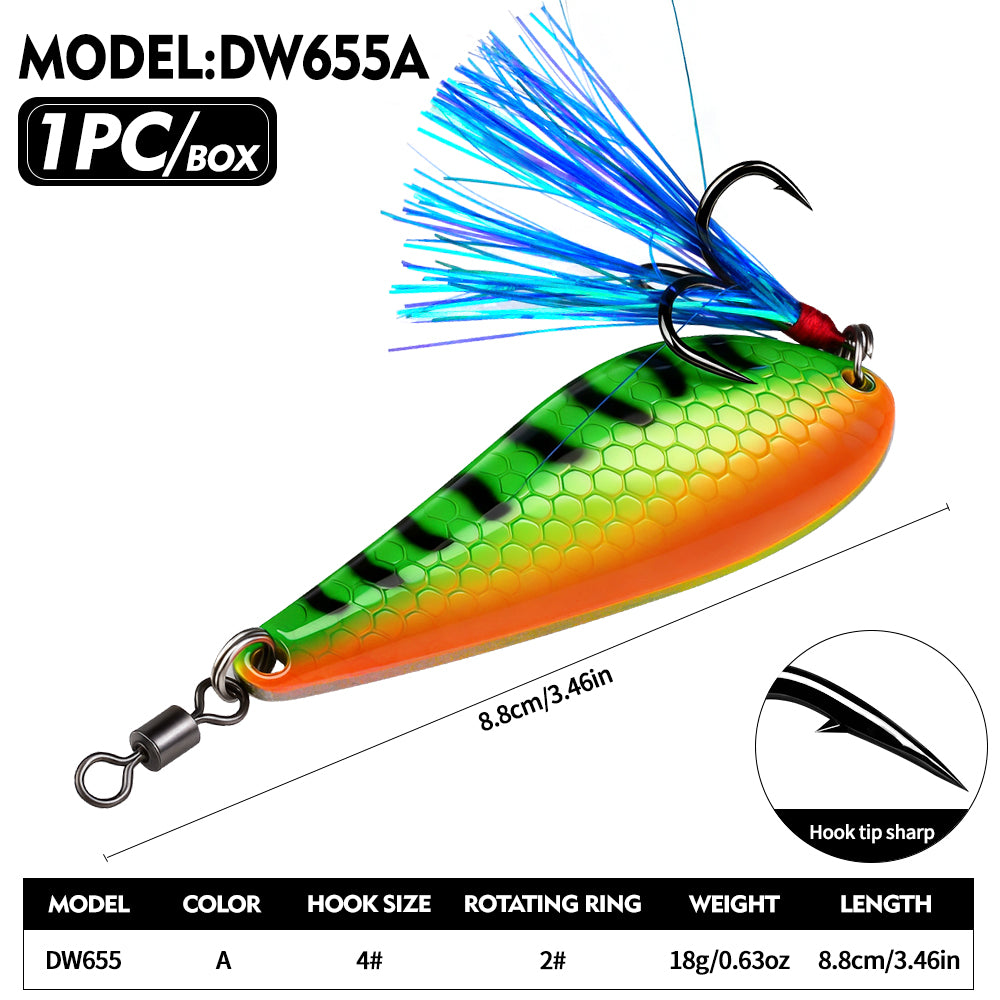 Proberos DW655 metal spoon lure Color A tiger stripe pattern