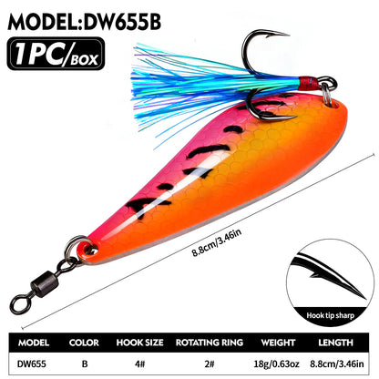 Proberos DW655 metal spoon bait Color B gold reflective finish