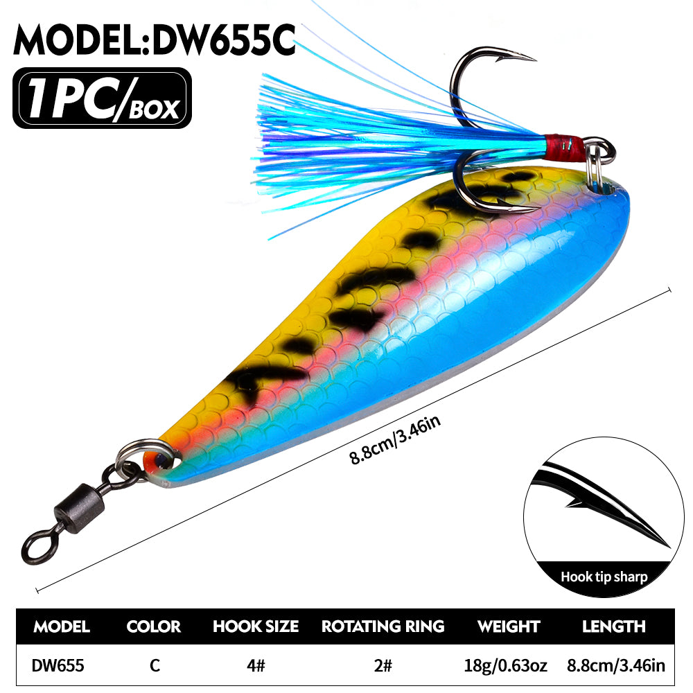 Proberos DW655 metal spoon lure Color C silver chrome finish