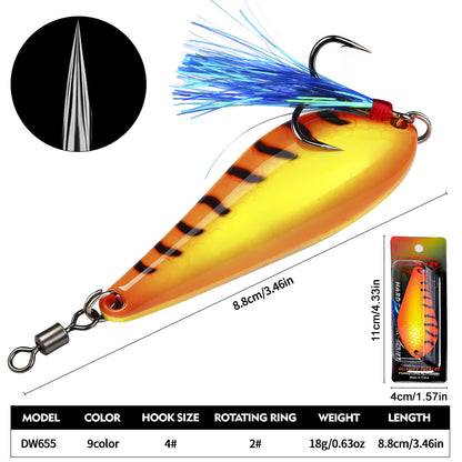 Proberos DW655 spoon fishing bait dimensions 18g 8.8cm with 4# hook