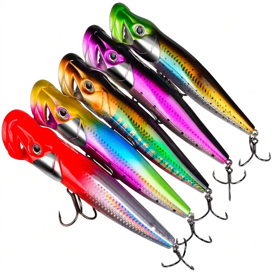 PROBEROS Popper Lure 3D Eyes Topwater 19g-50g 12cm-16cm for Bass Pike Musky