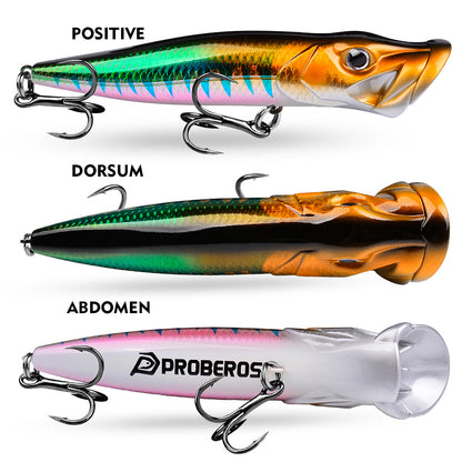 Lifelike 3D fish eyes and high reflective holographic scale finish on PROBEROS DW656 hard bait