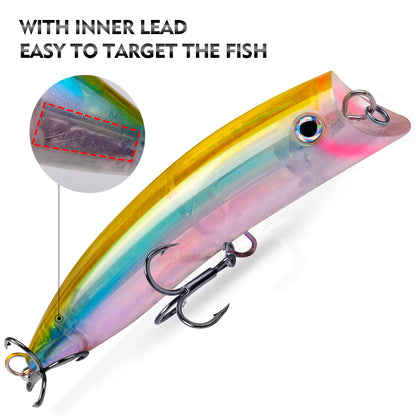 Close-up of concave open mouth structure on PROBEROS DW657 popper lure creating big splash and popping sound