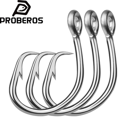 PROBEROS DWH107 heavy duty saltwater fishing hooks made of stainless steel with matte tin plating