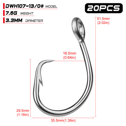 PROBEROS DWH107 rust-resistant single saltwater fishhook size 15/3-0-closeup