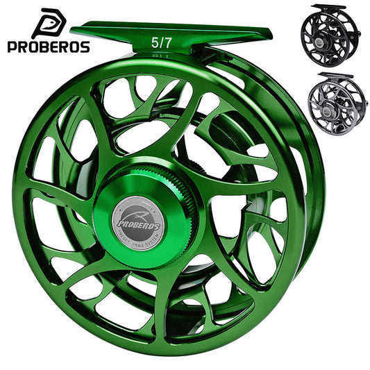 PROBEROS FR06 CNC Aluminum Large Arbor Fly Fishing Reel Green