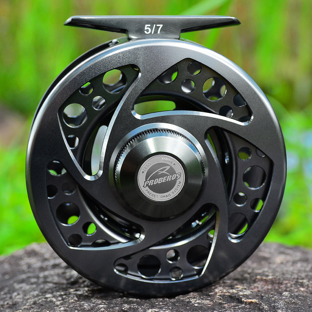PROBEROS FR07 CNC Aluminum Large Arbor Fly Fishing Reel Gunmetal