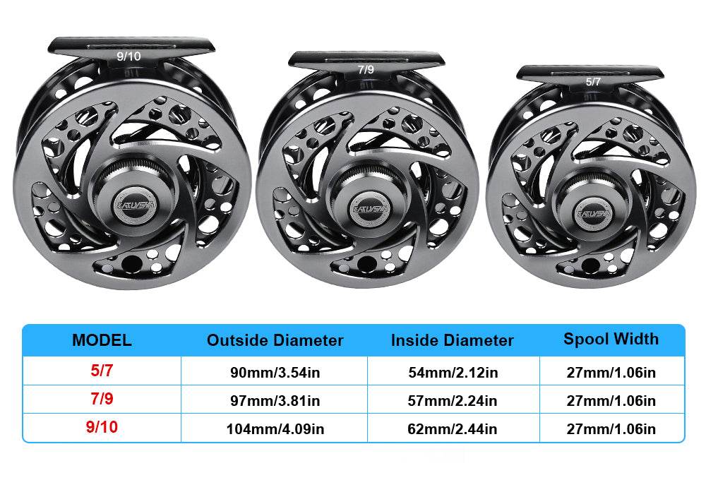 PROBEROS FR07 Fly Reel Size Specs 5/7 7/9 9/10 Chart