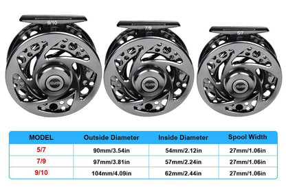 PROBEROS FR07 Fly Reel Size Specs 5/7 7/9 9/10 Chart