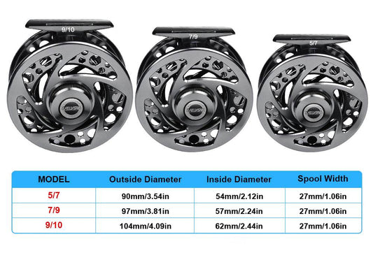 PROBEROS FR07 Fly Reel Size Specs 5/7 7/9 9/10 Chart