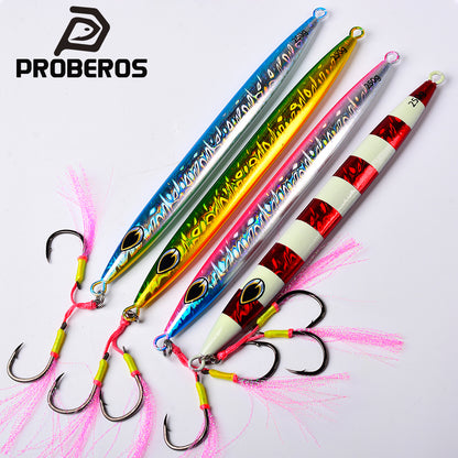 PROBEROS luminous glow saltwater slow jigging lure with assist hooks for deep sea tuna