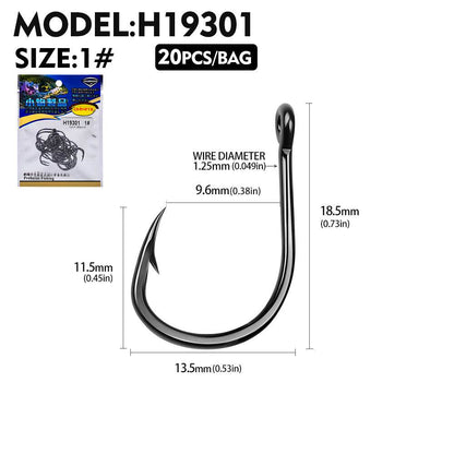 PROBEROS H19301 rust-resistant single saltwater fishhook size 1 with dimensions