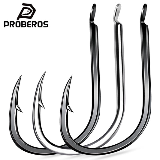 PROBEROS H19301 high carbon steel saltwater live bait hooks with anti-rust matte tin coating