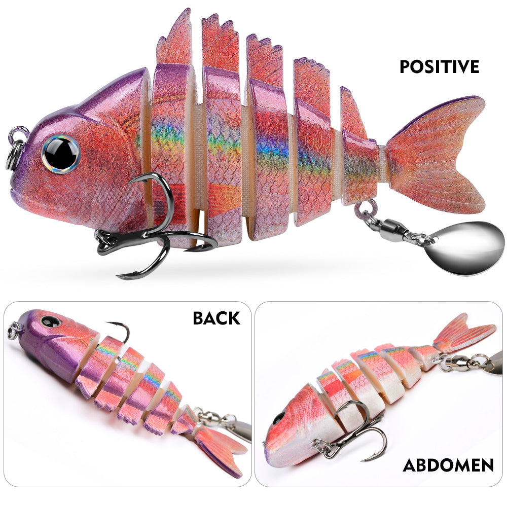 Front and back view details of Proberos HS078 multi jointed fishing hard bait