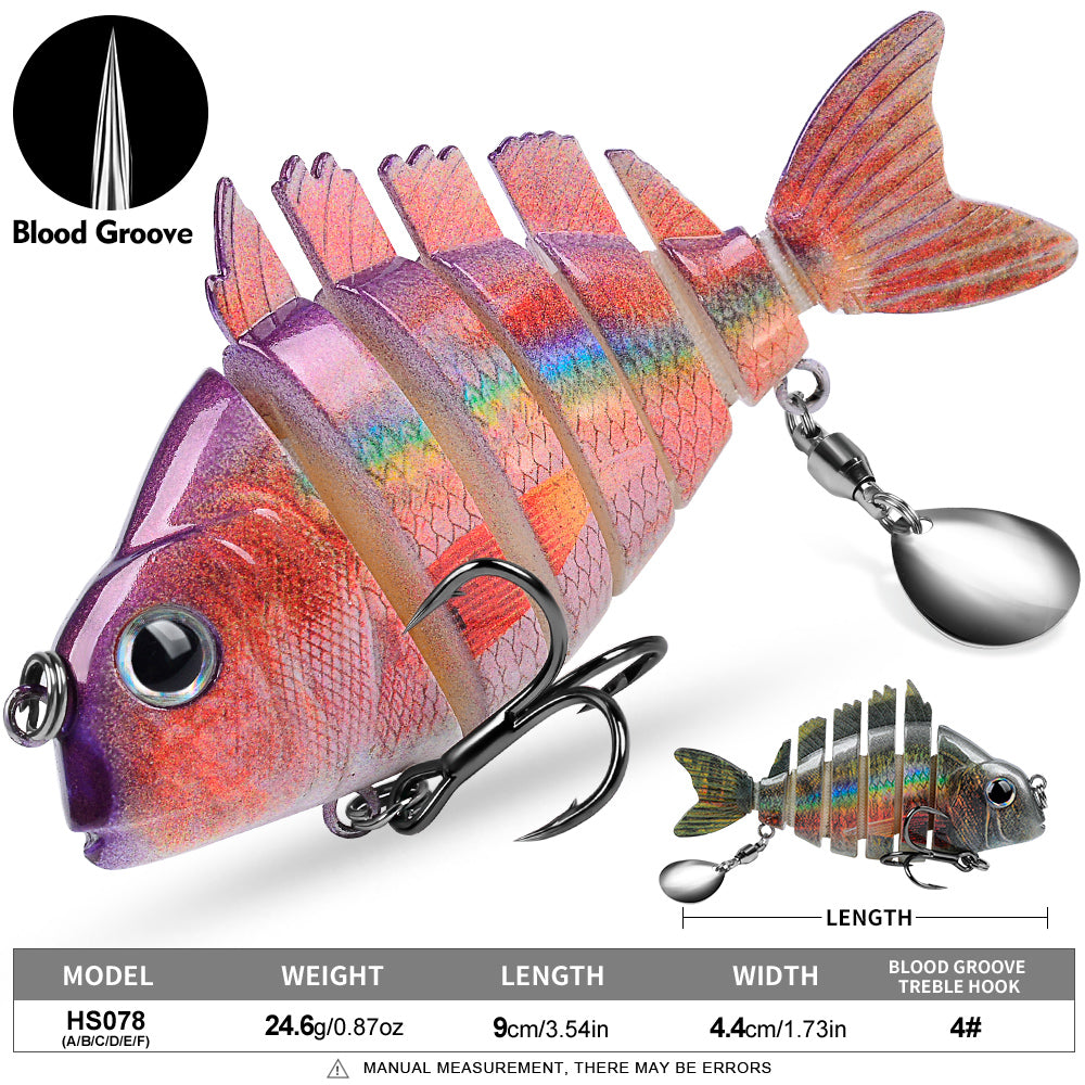 Size and weight specifications chart for Proberos HS078 swimbait 9cm 24.6g