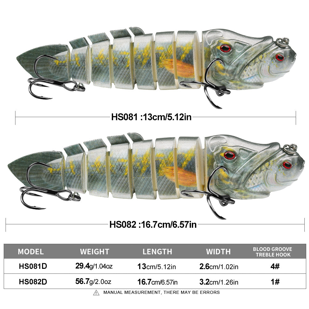 High reflective lifelike fish scale pattern and 3D red eyes on PROBEROS multi-jointed hard lure