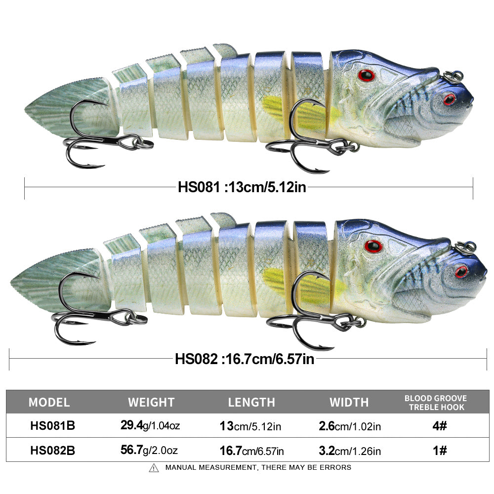 High reflective lifelike fish scale pattern and 3D red eyes on PROBEROS multi-jointed hard lure