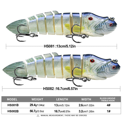 High reflective lifelike fish scale pattern and 3D red eyes on PROBEROS multi-jointed hard lure
