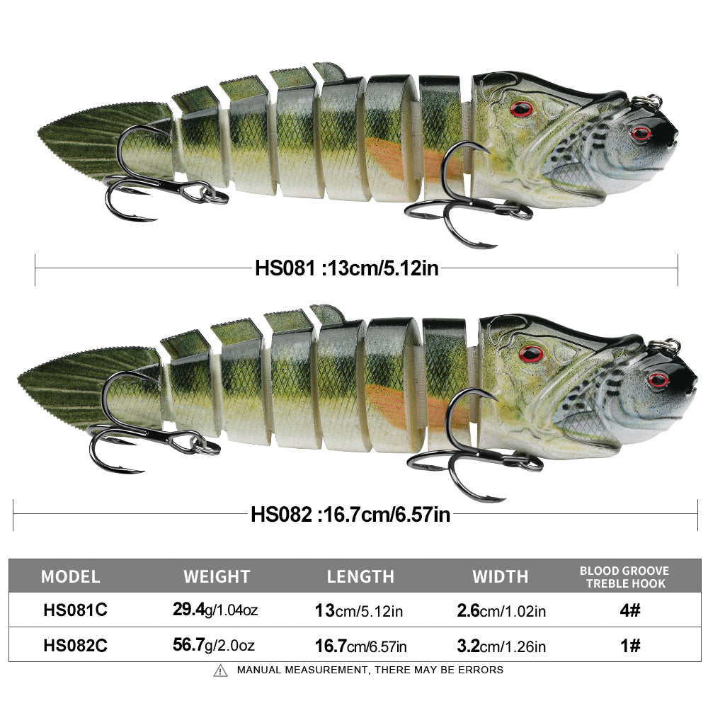 High reflective lifelike fish scale pattern and 3D red eyes on PROBEROS multi-jointed hard lure