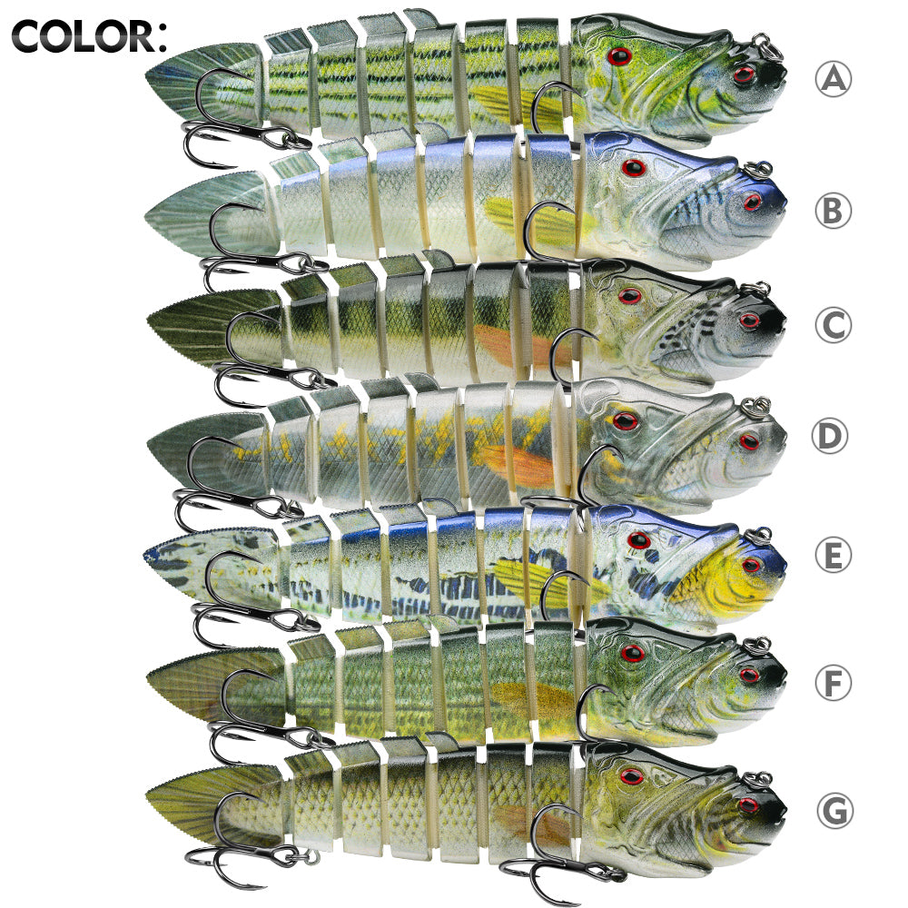 Realistic color finishes for PROBEROS 8-segment jointed slow sinking swimbait lures