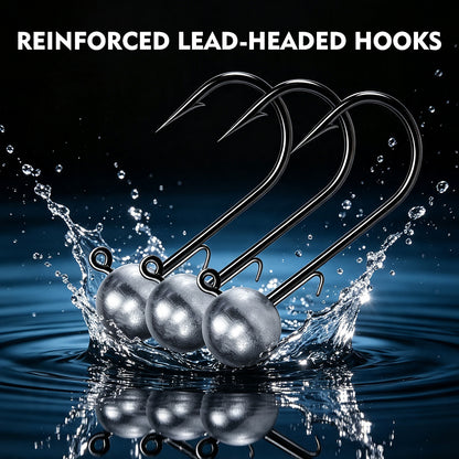 PROBEROS round ball jig head rigged with soft plastic worm for freshwater bass fishing