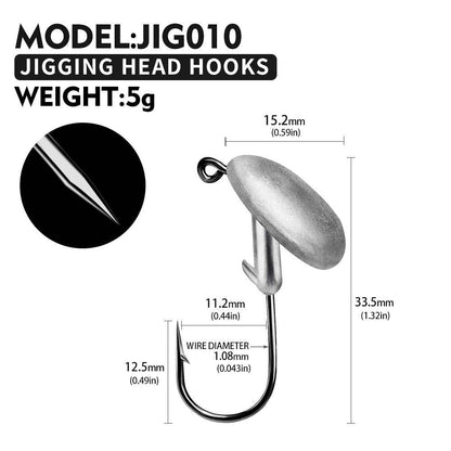 PROBEROS JIG010 round lead jig head hook 5g 5PCS pack