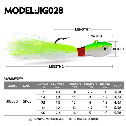 PROBEROS JIG028 sinking metal VIB lure size and weight specification chart 7g to 56g