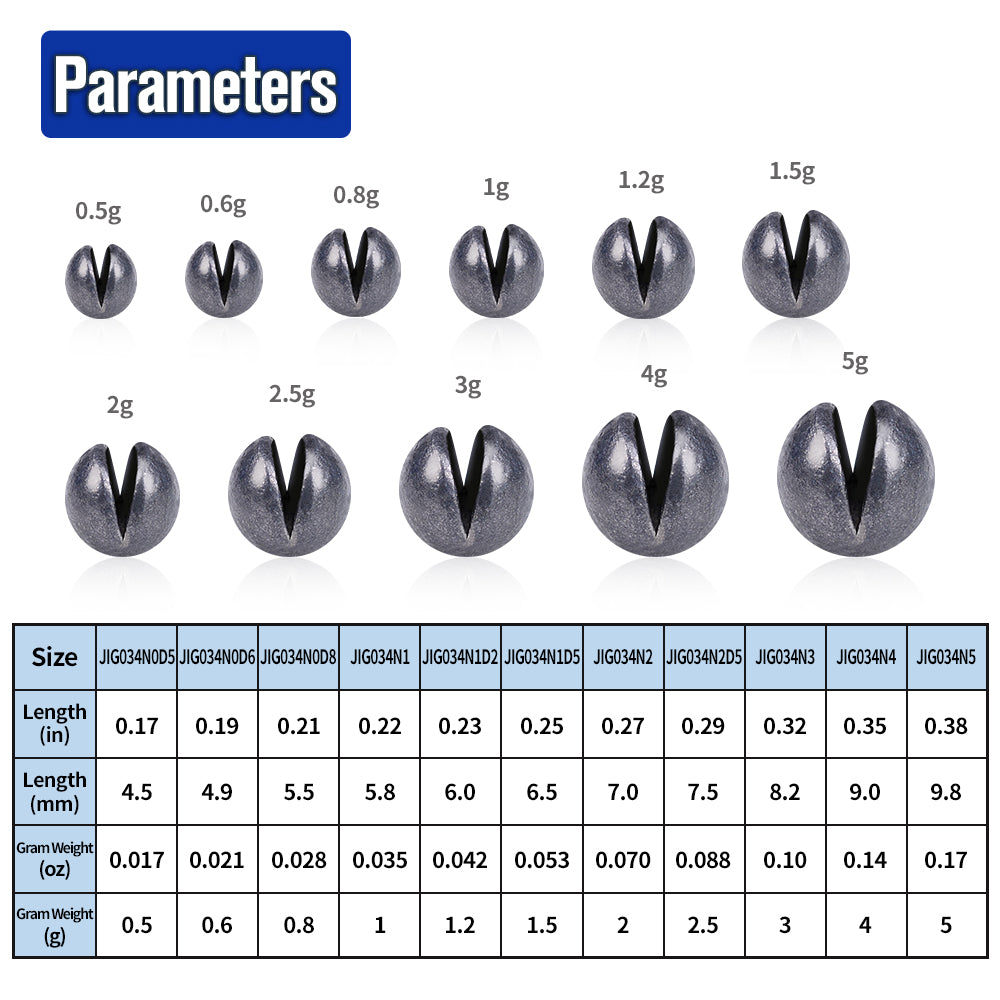 PROBEROS JIG034 Round Open Lead Clip Weights Range 0.5g 1g 2g 3g 4g 5g