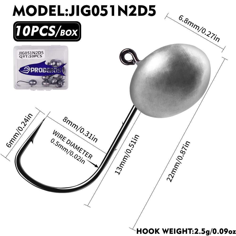 PROBEROS JIG051 2.5g micro fishing lead head jig hook