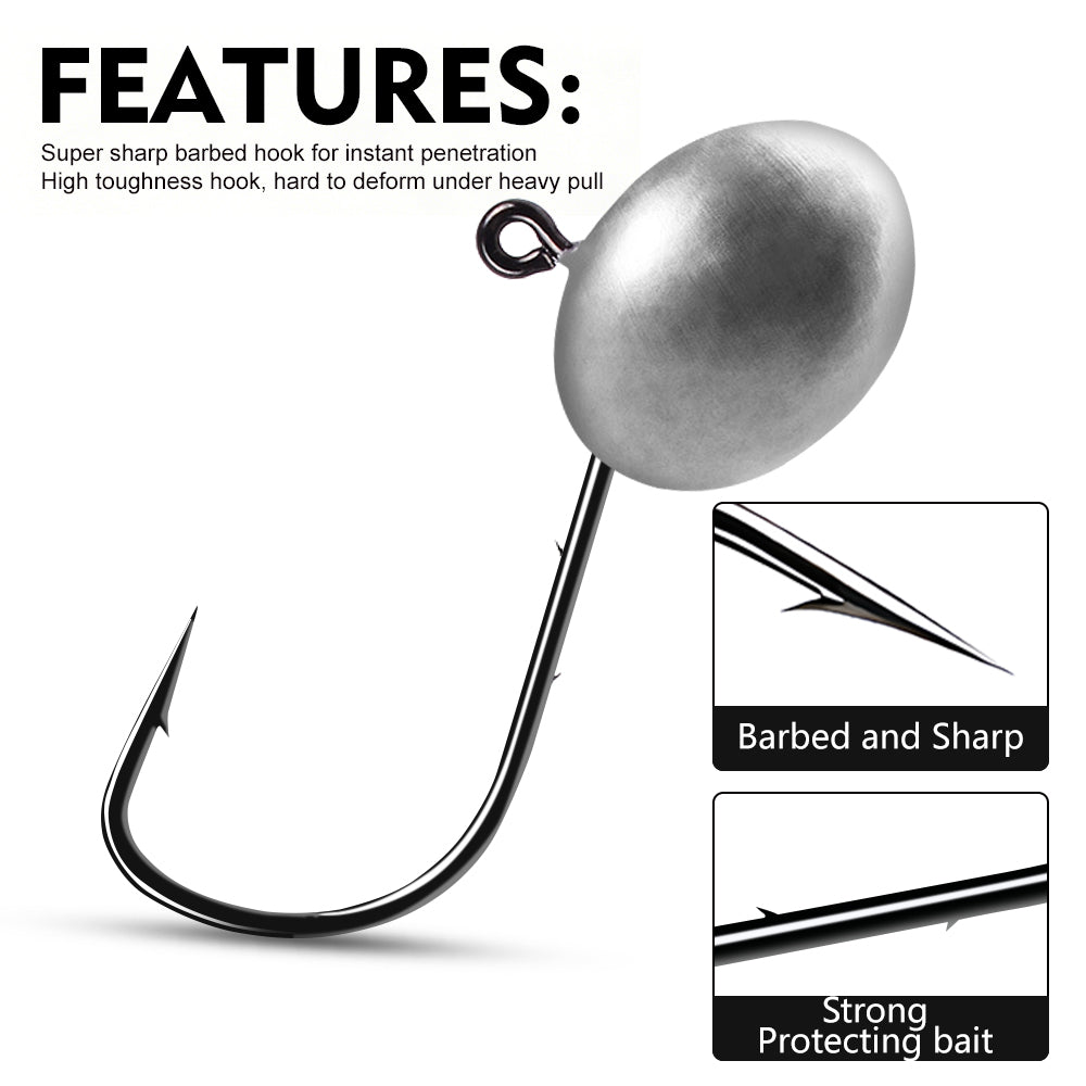 High carbon steel wide gap barbed hook point of PROBEROS JIG051 oval jig head