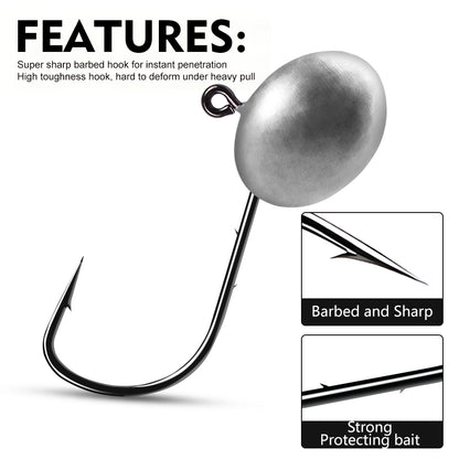 High carbon steel wide gap barbed hook point of PROBEROS JIG051 oval jig head