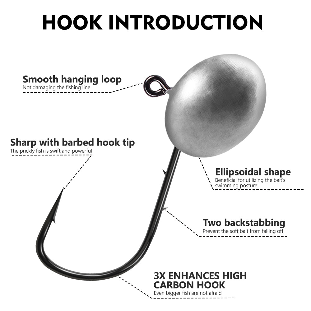 Close-up of PROBEROS JIG052 ultra sharp hook point for instant fish penetrating