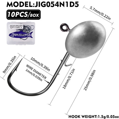 PROBEROS JIG054 [1.5g/2.5g/3.5g/5g/7g] micro oval lead ball jig head hooks