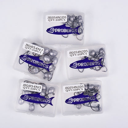 PROBEROS JIG054 10pcs oval lead head jig hooks packed in clear PP box