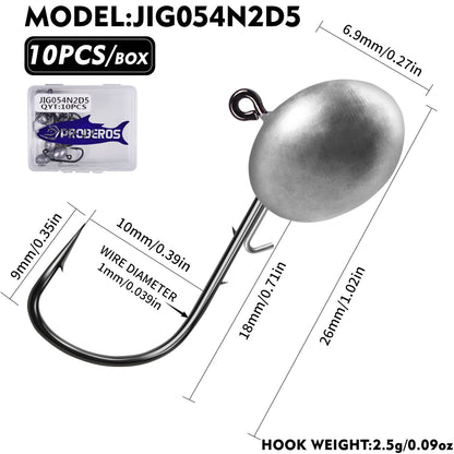 PROBEROS JIG054 [1.5g/2.5g/3.5g/5g/7g] micro oval lead ball jig head hooks