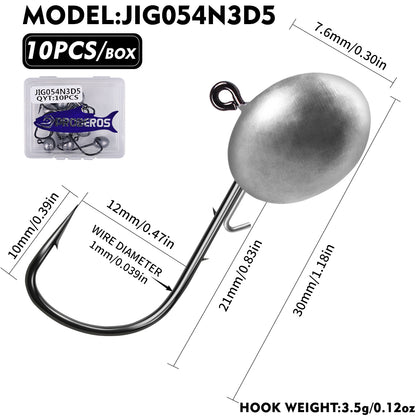 proberos-jig054-[1.5g/2.5g/3.5g/5g/7g]-oval-jig-hooks.
